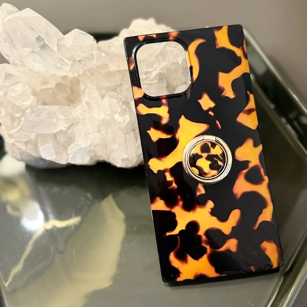 Tortoiseshell Pattern Phone Case - Black & Amber